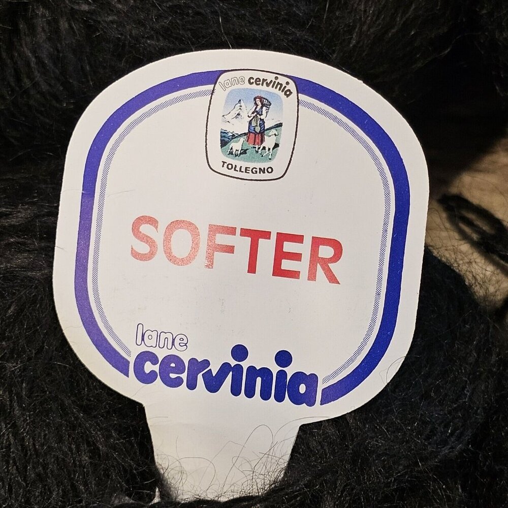 Lane Cervinia Softer Yarn 4 Skeins Mohair Blend Black #3320 50 Gram Skeins Italy - Picture 4 of 7